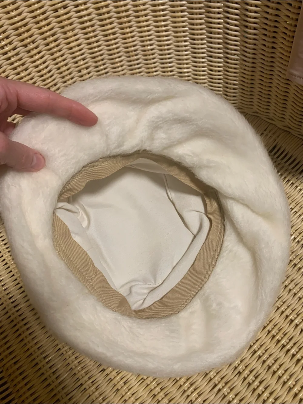 Vintage faux fur white womans hat